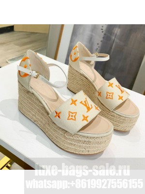 Louis Vuitton Starboard Monogram Canvas Wedge Sandal White/Orange 2021 Collection