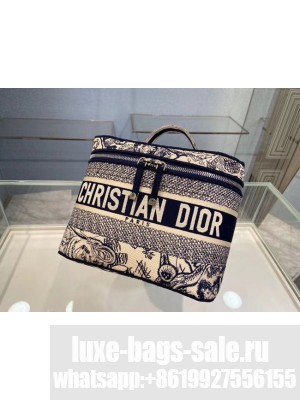 Dior Toile de Jouy Embroidery DIORTRAVEL VANITY CASE S5480V Blue