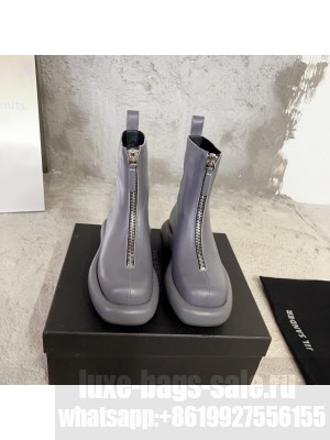 Jil Sander Leather ankle boots with zip closure Gray