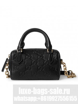 Gucci GG Emblem Super Mini Top Handle Bag 815256 Black