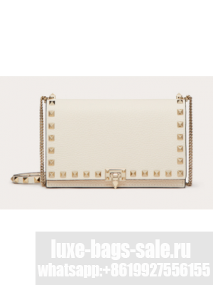 VALENTINO Rockstud calfskin chain bag SHI16 white