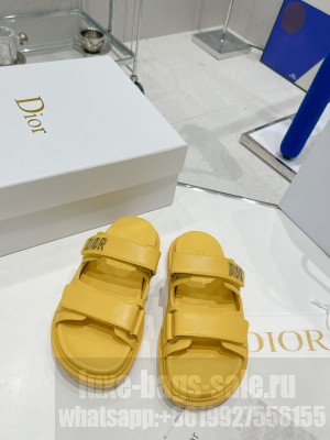 Dior DiorAct Yellow Lambskin Flat Slide Sandals 2022 Collection