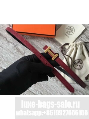 Hermes Width 1.3cm Reversible Leather Constance H Buckle Belt Date Red/Gold