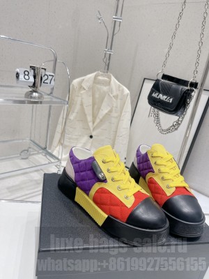 Chanel Suede & Canvas Quilted Platform Sneakers 2023SS Multicolor