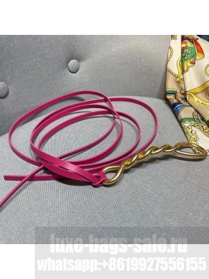 Bottega Veneta Calfskin Belt 1.6cm with Twisted Buckle Pink  2021 Collection