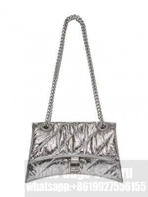 Balenciaga Crush Small Chain Bag Quilted Silver Gray