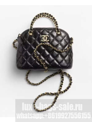 Chanel CLUTCH WITH CHAIN Shiny Lambskin & Gold-Tone Metal AP3354 Black