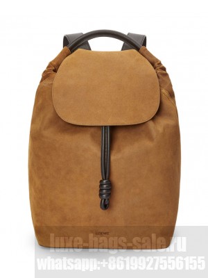 Loewe Flamenco Backpack In Pressed Suede Coffee