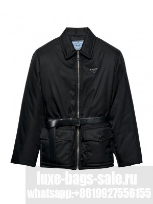 Prada Women's Re-Nylon Down Jacket With Belt Black