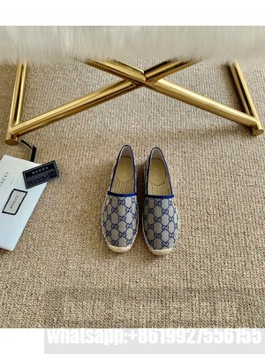 Gucci GG Matelassé Canvas Espadrilles Blue 2021 Collection