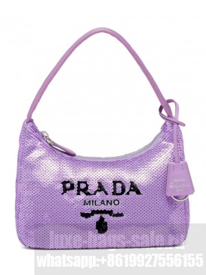 Prada Re-Edition 2000 Sequined Re-Nylon Mini Bag 1NE515 Purple