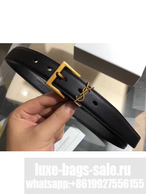 Saint Laurent Width 3cm Monogramme Belt With Square Buckle In Leather Black/Gold