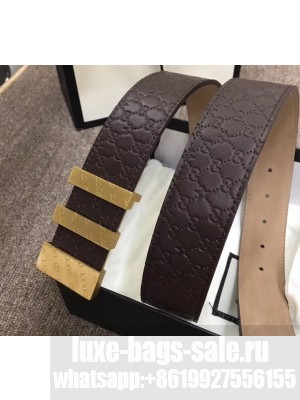 Gucci Width 3.8cm Signature Leather Belt Coffee with Logo Buckle