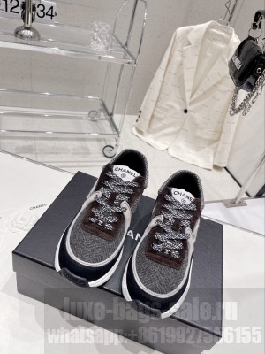 ChanelG39597 Fabric & Suede Calfskin Black, Light Gray & Brown 2023SS 