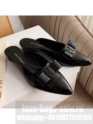Salvatore Ferragamo Viva Lambskin Bow Mules Black Spring/Summer 2021 Collection