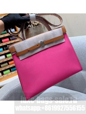 Hermes Herbag Zip 31 Bag in Original Quality Brown/Fuchsia