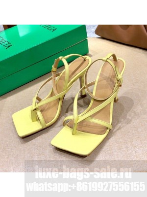 Bottega Veneta Stretch Lambskin Strap Sandals 9cm Pearl Yellow  2021 Collection