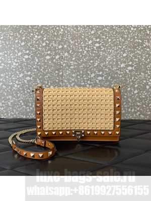 VALENTINO VLOGO SIGNATURE RAFFIA Mini Shoulder Bag 0571 brown