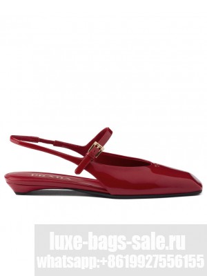 Prada Women's Brushed Leather Mary Jane Ballerinas 1F828N Red