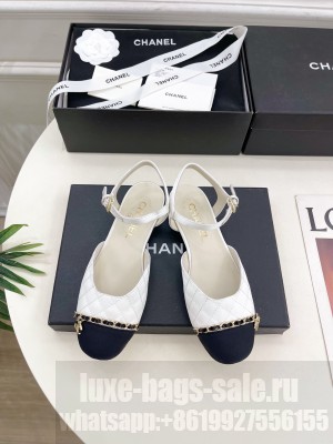 Chanel Quilted Silk with Chain Flat Sandals white 2025