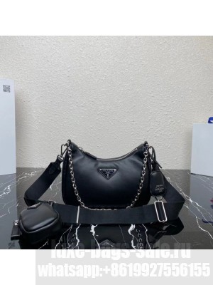 Prada leather shoulder bag 1AH024 black