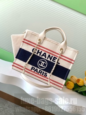 Chanel SHOPPING BAG Cotton Canvas AS3351 dark blue