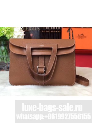 Hermes Halzan Tote Bag in Original Togo Leather Khaki