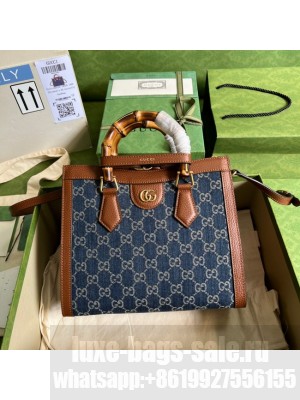 Gucci GG denim jacquard Diana mini tote bag 655661 Blue