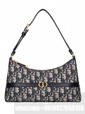Christian Dior 30 Montaigne Mini Hobo Shoulder Bag Dark Blue