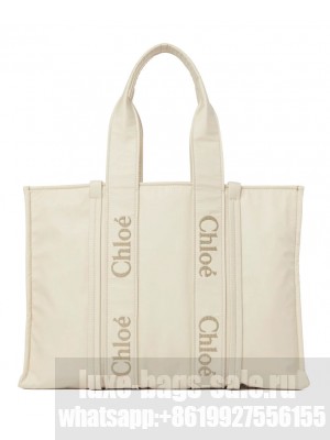 Chloe Large Woody Tote Bag Cream