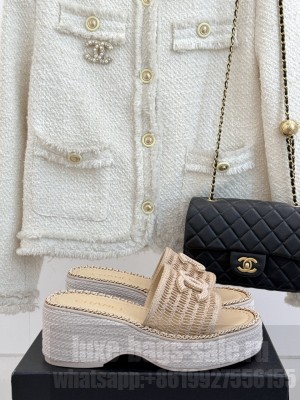 Chanel Platform CC Logo Rope Soled With Chain Mule Beige 2025 