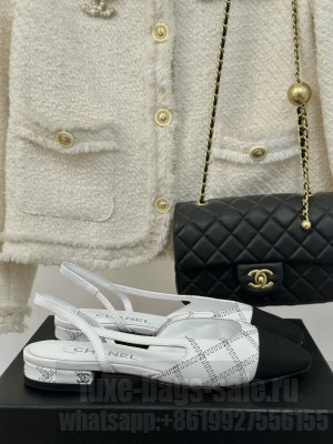Chanel Quilted Lambskin & Grosgrain Slingback Flat White 2024