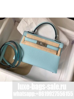 hermes mini kelly II in original epsom leather Macaron blue