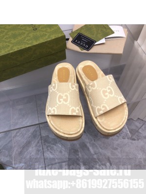 Gucci GG Canvas Platform 5cm Slide Sandals 2023 05