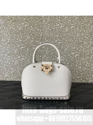 VALENTINO ROCKSTUD small grained calfskin handbag WB0Q69 white
