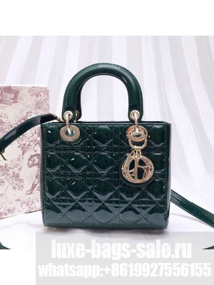 Dior Lady Dior Bag in Patent Leather 20cm Green 2019 Collection