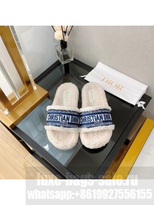 Christian Dior DIOR CHEZ MOI SLIDE Cotton Embroidery and Shearling 05