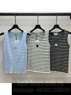 Chanel Striped Vest White/Black/Blue 2025