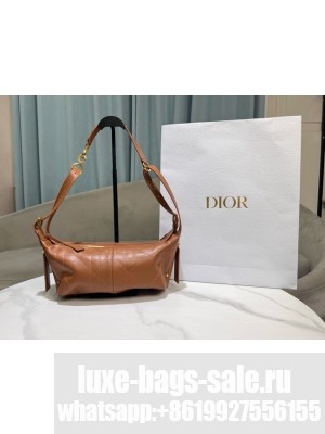 Dior Small D-Journey Bag in Crinkled Calfskin M2416UNUO Brown Flat Macrocannage