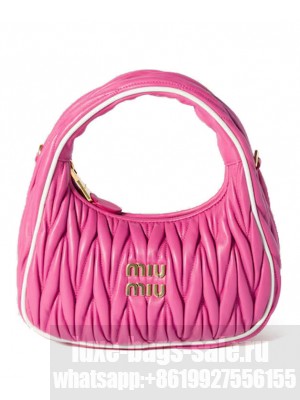 Miumiu Wander Matelasse Nappa Leather Bag 5BC125 Peachblow