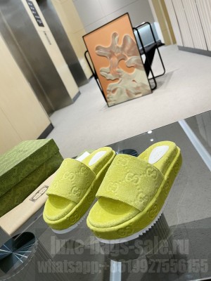 GUCCI Women's GG platform sandal Cotton Sponge 2022 Collection,Yellow