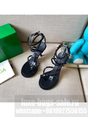 Bottega Veneta Dot Leather Ankle Wrap Sandals 9cm Black 2021 Collection