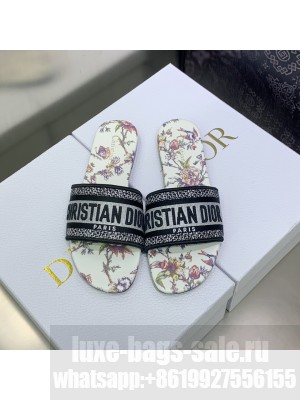 Dior Dway Flat Slides in White Multicolor Embroidered Cotton with Dior Jardin Botanique Motif  2023 Collection 21