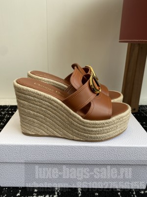 Dior 30 Montaigne Wedge Slide Brown Calfskin