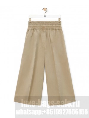Loewe Women's Cropped Trousers In Cotton And Silk Khaki