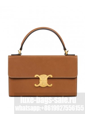 Celine Box Triomphe In Natural Calfskin Coffee