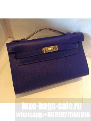 HERMES KELLY 22 EPSOM LEATHER CLUTCH BAG IN purple