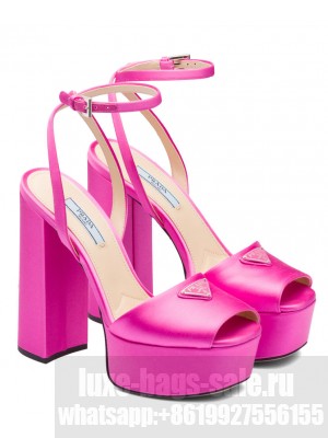 Prada Women's High-heeled Satin Sandals 1XP48B Peachblow