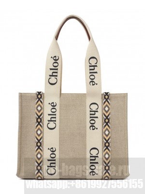 Chloe Medium Woody Tote Bag Cream