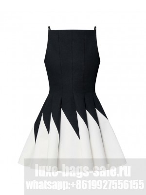 Louis Vuitton Women's Color Block Pleated Dress Black